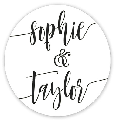 Black Swoosh Names Round Gift Stickers